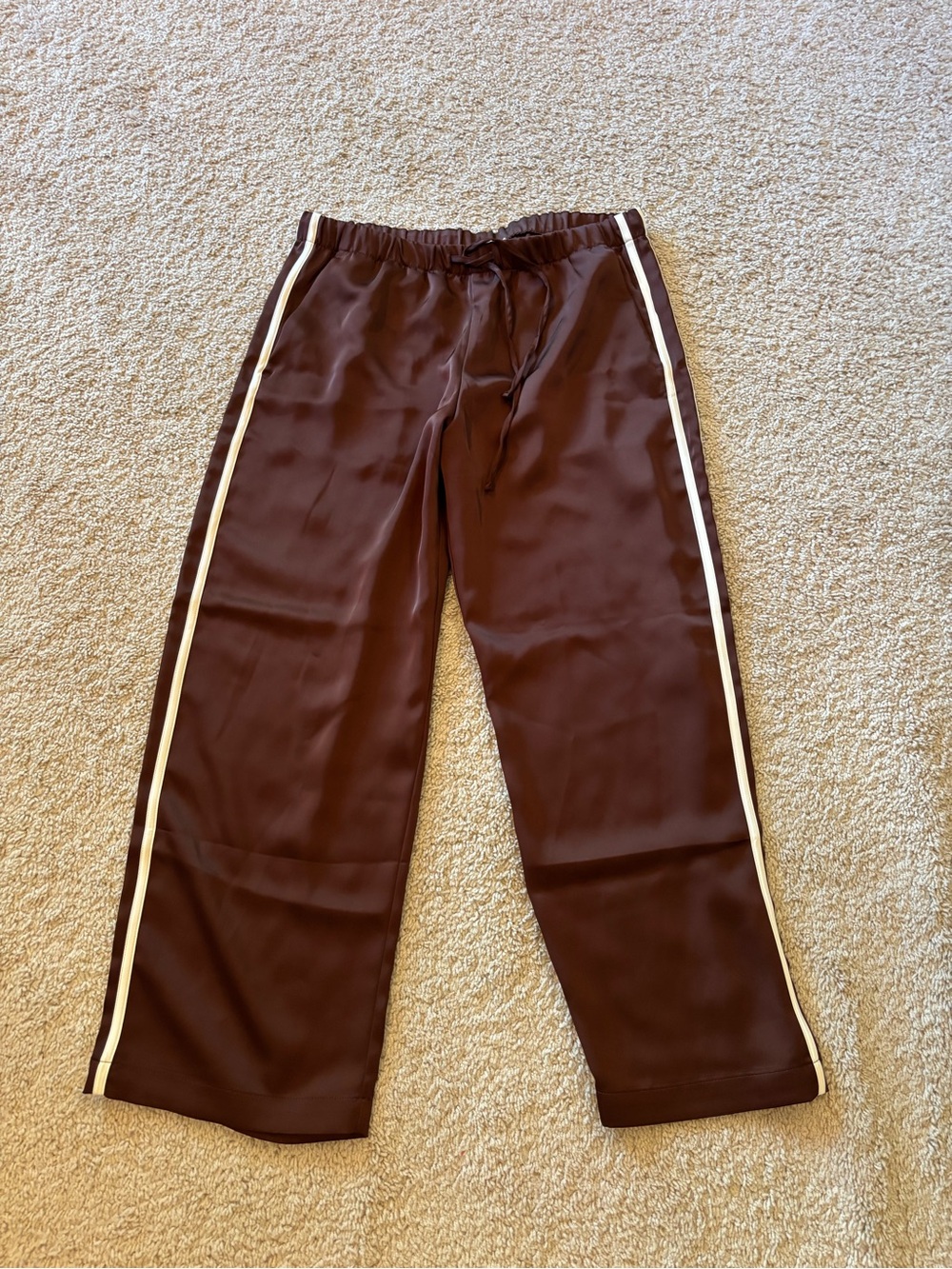 NWOT Brown Track Pants with Side Stripe